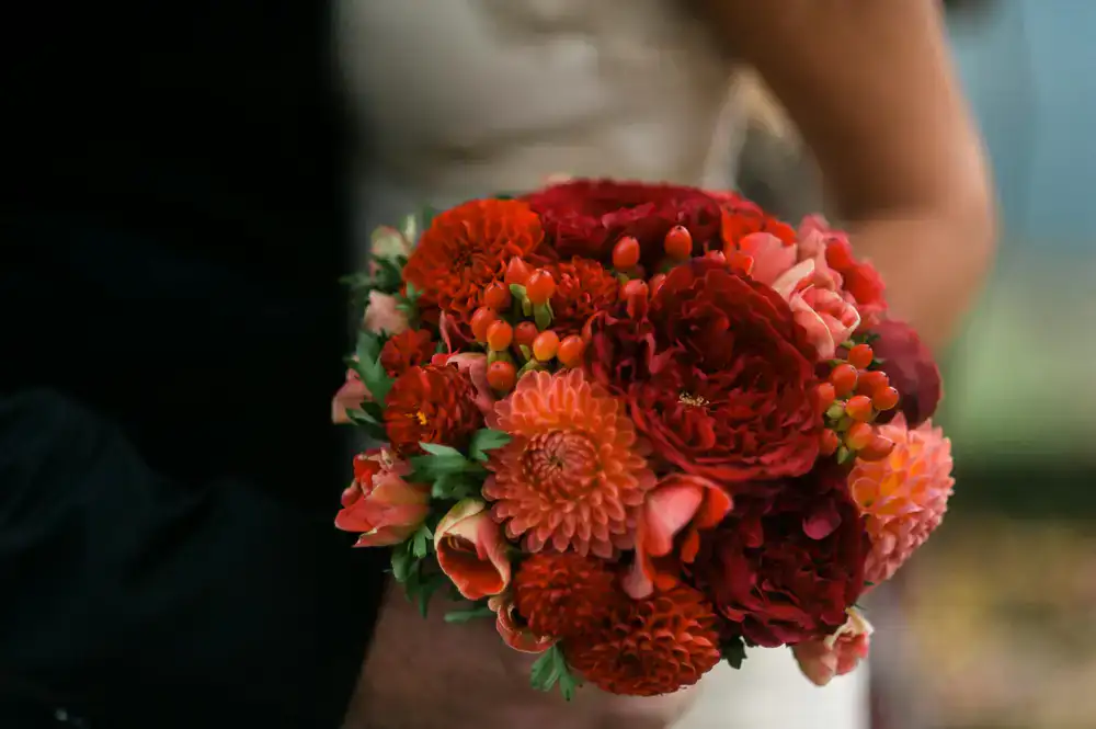 Close up of a bridal bouquet