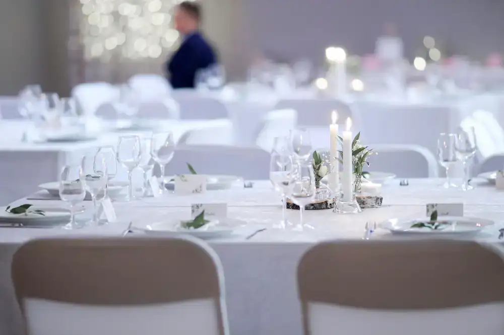 Elegant wedding reception table setting